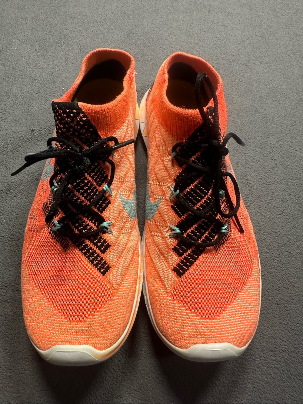 Nike Women’s Bright Orange Knit Athletic Sneakers with Black Laces